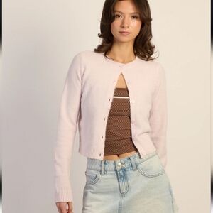 Harlow Collins Button Up Pink Cardigan - Size Small